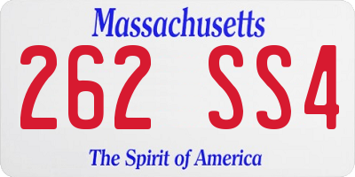 MA license plate 262SS4