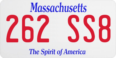 MA license plate 262SS8