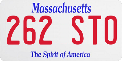 MA license plate 262ST0