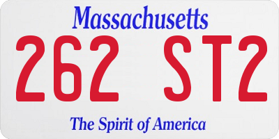 MA license plate 262ST2