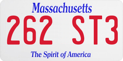 MA license plate 262ST3