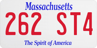 MA license plate 262ST4