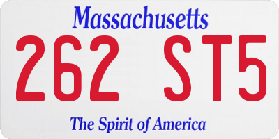 MA license plate 262ST5