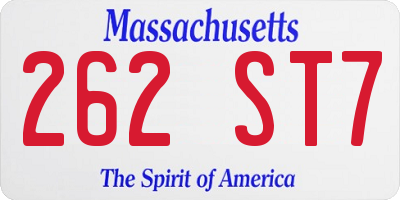 MA license plate 262ST7