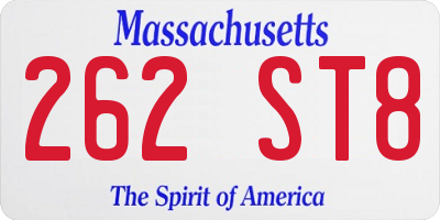 MA license plate 262ST8