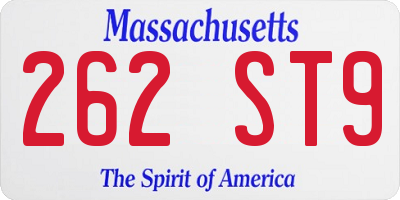 MA license plate 262ST9