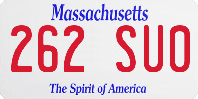 MA license plate 262SU0