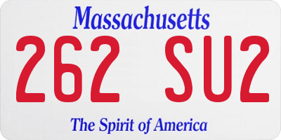 MA license plate 262SU2