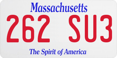 MA license plate 262SU3