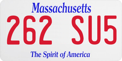 MA license plate 262SU5