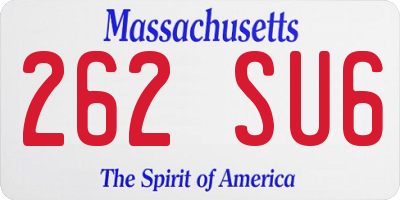 MA license plate 262SU6