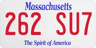 MA license plate 262SU7