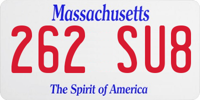 MA license plate 262SU8