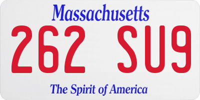 MA license plate 262SU9