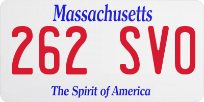 MA license plate 262SV0