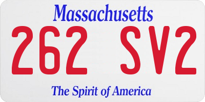 MA license plate 262SV2