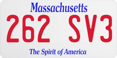 MA license plate 262SV3