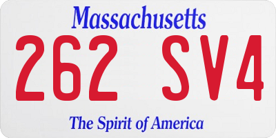 MA license plate 262SV4