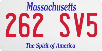 MA license plate 262SV5
