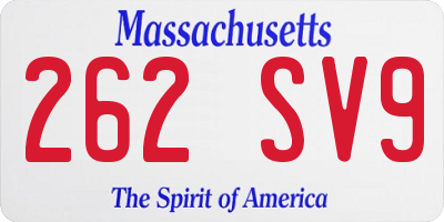 MA license plate 262SV9