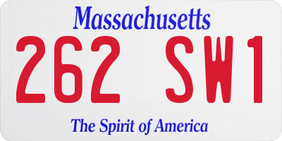 MA license plate 262SW1