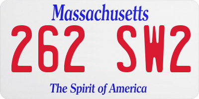 MA license plate 262SW2