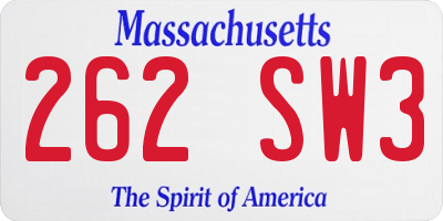 MA license plate 262SW3