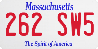 MA license plate 262SW5