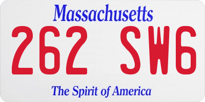 MA license plate 262SW6