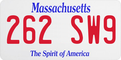 MA license plate 262SW9