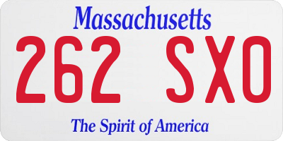 MA license plate 262SX0