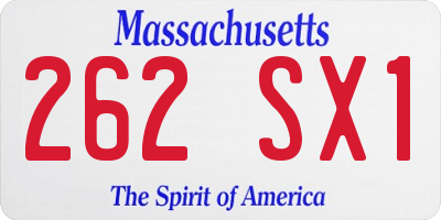 MA license plate 262SX1