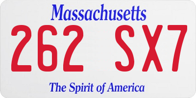MA license plate 262SX7