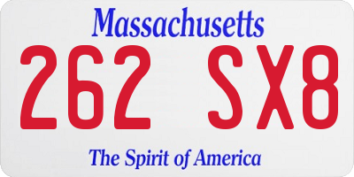 MA license plate 262SX8