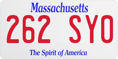 MA license plate 262SY0