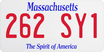 MA license plate 262SY1