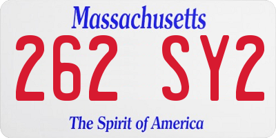 MA license plate 262SY2