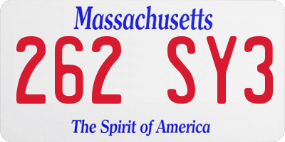 MA license plate 262SY3