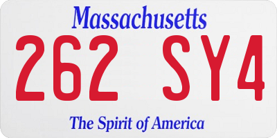 MA license plate 262SY4