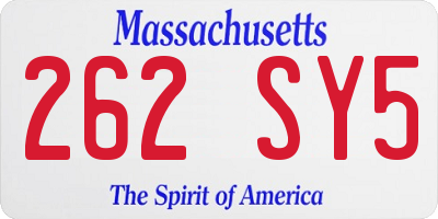 MA license plate 262SY5