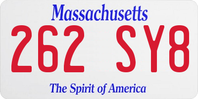 MA license plate 262SY8