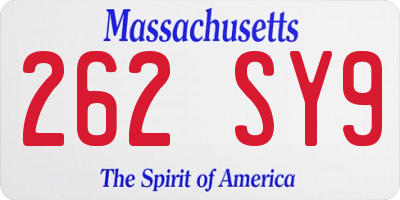 MA license plate 262SY9