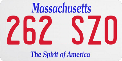 MA license plate 262SZ0