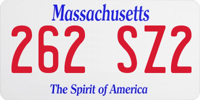 MA license plate 262SZ2
