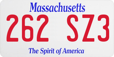 MA license plate 262SZ3