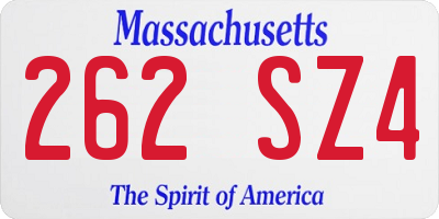 MA license plate 262SZ4