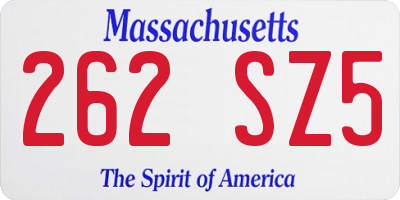 MA license plate 262SZ5