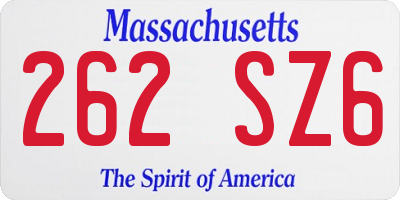MA license plate 262SZ6