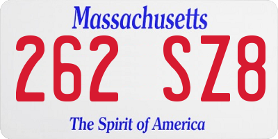 MA license plate 262SZ8