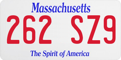 MA license plate 262SZ9